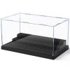 Minifigure Display Case for Action Figures Blocks, Clear Dustproof Acrylic Display Box Storage with 3 Movable Steps Gifts for Children,Black view 1