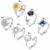 KOHOTA Fidget Rings for Women Spinner Ring for Anxiety Adjustable CZ Sunflower Butterfly Rose Star Moon Stress Relief Open Rings Set view 1