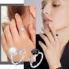 KOHOTA Fidget Rings for Women Spinner Ring for Anxiety Adjustable CZ Sunflower Butterfly Rose Star Moon Stress Relief Open Rings Set view 4