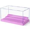 Mlikero Display Case for Minifigures Action Figures Blocks, Clear Dustproof Acrylic Display Box Storage with 3 Movable Steps Gifts for Children,Purple view 1