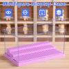 Mlikero Display Case for Minifigures Action Figures Blocks, Clear Dustproof Acrylic Display Box Storage with 3 Movable Steps Gifts for Children,Purple view 2