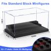 2 Pack Minifigure Display Case for Action Figures Blocks, Clear Dustproof Acrylic Display Box Storage with 3 Movable Steps Gifts for Children,Black view 3