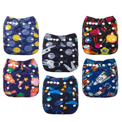 ALVABABY Baby Cloth Diaper 6 Pack with 12 Inserts One Size Cloth Diaper Covers Adjustable Washable Reusable for Baby Girls and Boys
