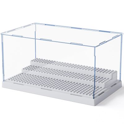 Mlikero Display Case for Minifigures Action Figures Blocks, Removable Minifigure Display Case Box Storage for Collection Bricks Blocks Toys, Grey