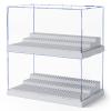 Mlikero 2 Pack Display Case for Minifigures Action Figures Blocks, Clear Dustproof Acrylic Display Box Storage with 3 Movable Steps Gifts for Children,Gray view 1