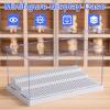 Mlikero 2 Pack Display Case for Minifigures Action Figures Blocks, Clear Dustproof Acrylic Display Box Storage with 3 Movable Steps Gifts for Children,Gray view 2
