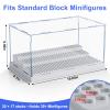 Mlikero 2 Pack Display Case for Minifigures Action Figures Blocks, Clear Dustproof Acrylic Display Box Storage with 3 Movable Steps Gifts for Children,Gray view 3