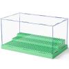 Mlikero Display Case for Minifigures Action Figures Blocks, Clear Acrylic Minifigure Display Case Box Storage, Dustproof Showcase with 3 Movable Steps Gift for Kids, Green view 1