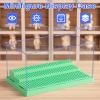 Mlikero Display Case for Minifigures Action Figures Blocks, Clear Acrylic Minifigure Display Case Box Storage, Dustproof Showcase with 3 Movable Steps Gift for Kids, Green view 2