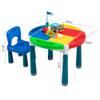 4-in-1 Kid Activity Table Set w/2 Chairs & 71Pcs Blocks, Compatible with Classic Blocks, Water/Sand Table, Building Block Table Play & Arts & Crafts Table with Storage for Boys Girls 3-6, Multi Color view 3