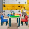 4-in-1 Kid Activity Table Set w/2 Chairs & 71Pcs Blocks, Compatible with Classic Blocks, Water/Sand Table, Building Block Table Play & Arts & Crafts Table with Storage for Boys Girls 3-6, Multi Color view 4