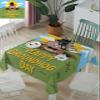 ZOE GARDEN Square Tablecloth Waterproof & Stainproof Tablecloths, Happy Groundhog Day Washable Polyester Table Cloth Wrinkle-Free Fabric Table Cover for Dining/Party/Wedding Spring Green Blue Holiday view 1