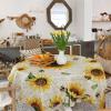 Square Tablecloth Waterproof & Stainproof Tablecloths,Spring Summer Bumble Bee Sunflower Washable Polyester Table Cloth Wrinkle-Free Fabric Table Cover for Dining/Party/Wedding Rustic Sunshine Flowers view 4