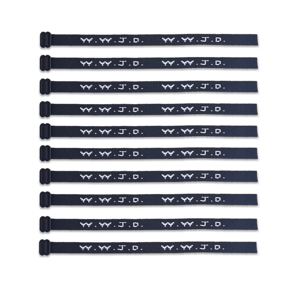 (10) Pack - W.W.J.D. Bracelets - 22 Individual Colors To Choose From - Mix and Match (Black & White)
