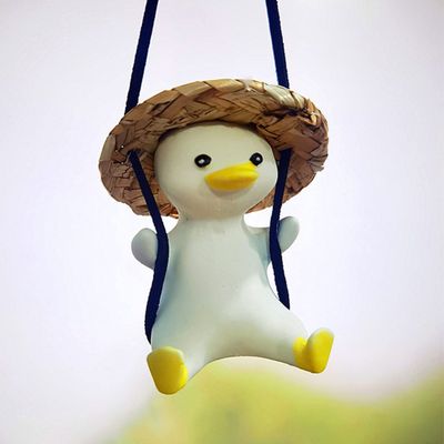 2 Pack Swinging Duck Car Hanging Ornament, Cute Swing Duck Rear View Mirror Hanging Pendant Car Accessories Interior Funny Toy Gifts for Men Women