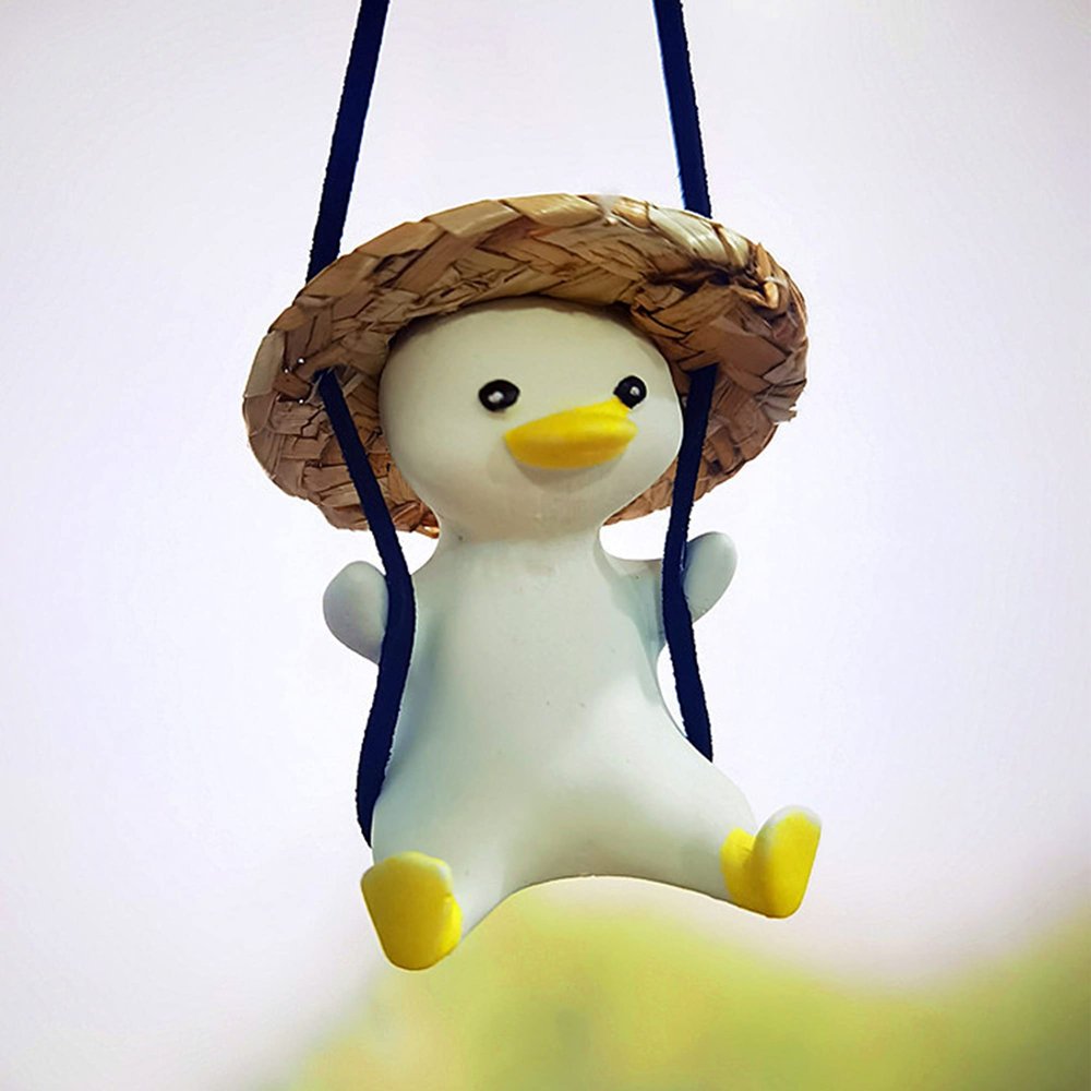2 Pack Swinging Duck Car Hanging Ornament, Cute Swing Duck Rear View Mirror Hanging Pendant Car Accessories Interior Funny Toy Gifts for Men Women