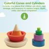 PlanToys Cone Sorting Wooden Toy Set for Kids Ages 3+ | Montessori Colour & Size Recognition Activity for Fine Motor Skills, Logic & Focus | Eco-Friendly Educational Toy view 2