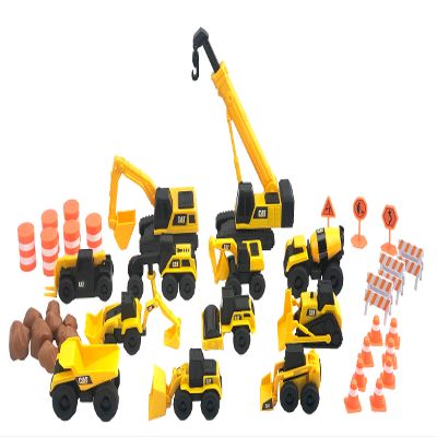 CAT Construction Toys, Little Machines Mega Set  40+ Pieces with XL Crane & Excavator, 10 Mini Vehicles, Road Signs, Cones, Boulders & Barricades, Indoor/Outdoor STEM Toy for Kids Ages 3 +