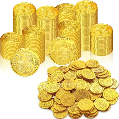 Charniol 200 Pcs Fake Pirate Gold Coins Plastic Treasure Coins for Gasparilla Pirate Festival Halloween Party Favors Decorations Treasure Game