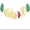 Aloha 30 Banner, Aloha Party Decorations, Hawaiian 30th Birthday Banner for Tropical Luau Birthday Party Decorations, Palm Leaf Decorations Gold Green Glitter view 1