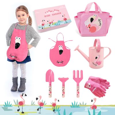 Altdorff Kids Garden Tools, Yard Tools Kit for Garden, Beach, Outdoor Play, Include Shovel, Rake, Fork, Kids Apron, Tote Bag, Garden Gloves and Watering Can, Educational Garden Toys Gifts for Girls
