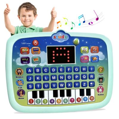Kid Tablet Toddler Learning Pad Interactive Toy with Screen -Educational Toys Fun Gifts -Music/Piano/ABC/Numbers/Words/Spell/Animals - for Boys&Girls 3+ (Blue)