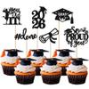 24 Pack Black 2026 Graduation Cupcake Toppers Glitter So Proud of You Done Diploma Grad Cap Cupcake Picks You Did it Cake Decorations for 2026 Graduation Theme Party Decorations Supplies view 1