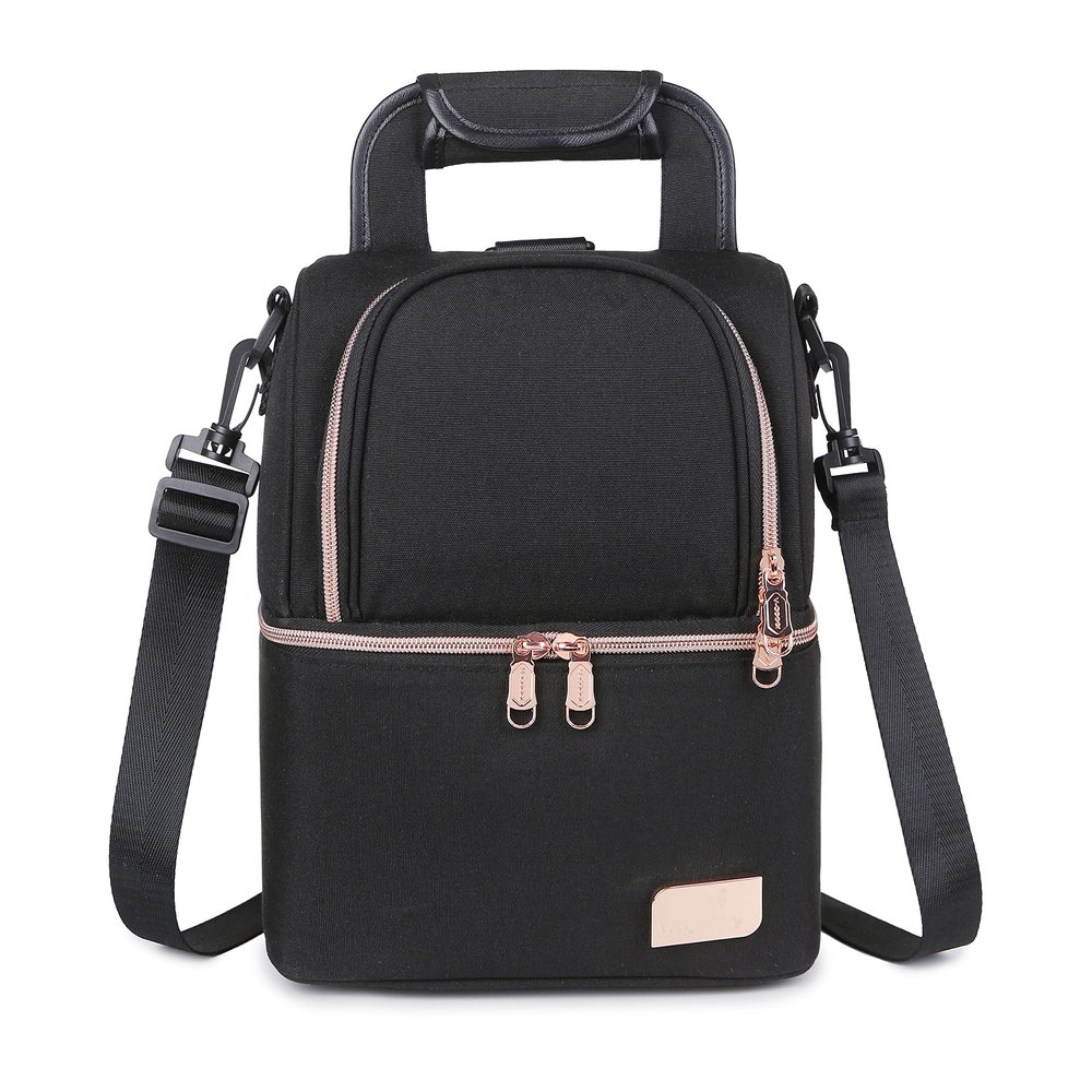Meichoon Breast Milk Baby Bottle Cooler Bag Waterproof Baby Food Insulation Maternity Backpack Double Layer Fresh Keeping Travel Handbag for Nursing Mom Daycare UH12 Black