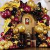 ALL-IN-1 Magical Wizard Balloons Garland Arch Kit with BONUS Hat, Wings, Lightning, Stars  Wizard Birthday Party Decorations & Supplies for Baby Shower, Chosen One, Burgundy Black Hogwarts Balloons view 1