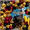 ALL-IN-1 Magical Wizard Balloons Garland Arch Kit with BONUS Hat, Wings, Lightning, Stars  Wizard Birthday Party Decorations & Supplies for Baby Shower, Chosen One, Burgundy Black Hogwarts Balloons view 2