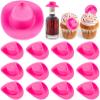 20Pcs Pink Mini Cowboy Hat, Plastic Mini Western Cowgirl Hat for Pretend Play Dollhouse Decoration view 1