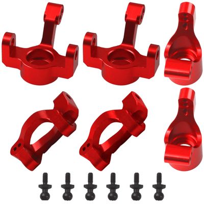 Vgoohobby Aluminum Steering Blocks Caster Blocks C-Hubs Stub Axle Carriers Knuckles Set C-Cup Upgrades Parts Compatible with 1/18 LaTrax Teton Desert Prerunner Rally RC Car,Replace #7532 7552X (Red)