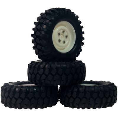 HOBBYMARKING RC Buggy Rubber Tires and Rims RC Wheel Set for 1:10 Tamiya CC01 Wrangler Pajero LC70 F350 Axial D90 TF2