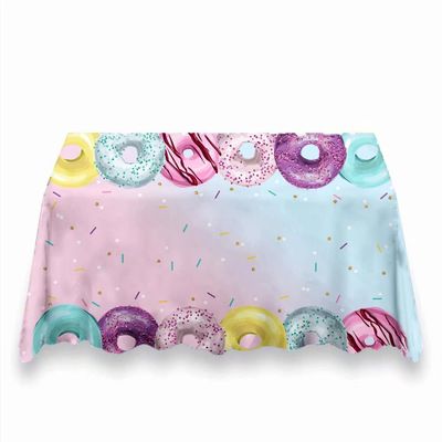 Aerdce Donut Theme Table Cover for Baby Shower Donut Theme Tablecloth Party Supplies Donut Time Party Table Covers for Birthday Party Decorations,102x62 Inches ZB-1077