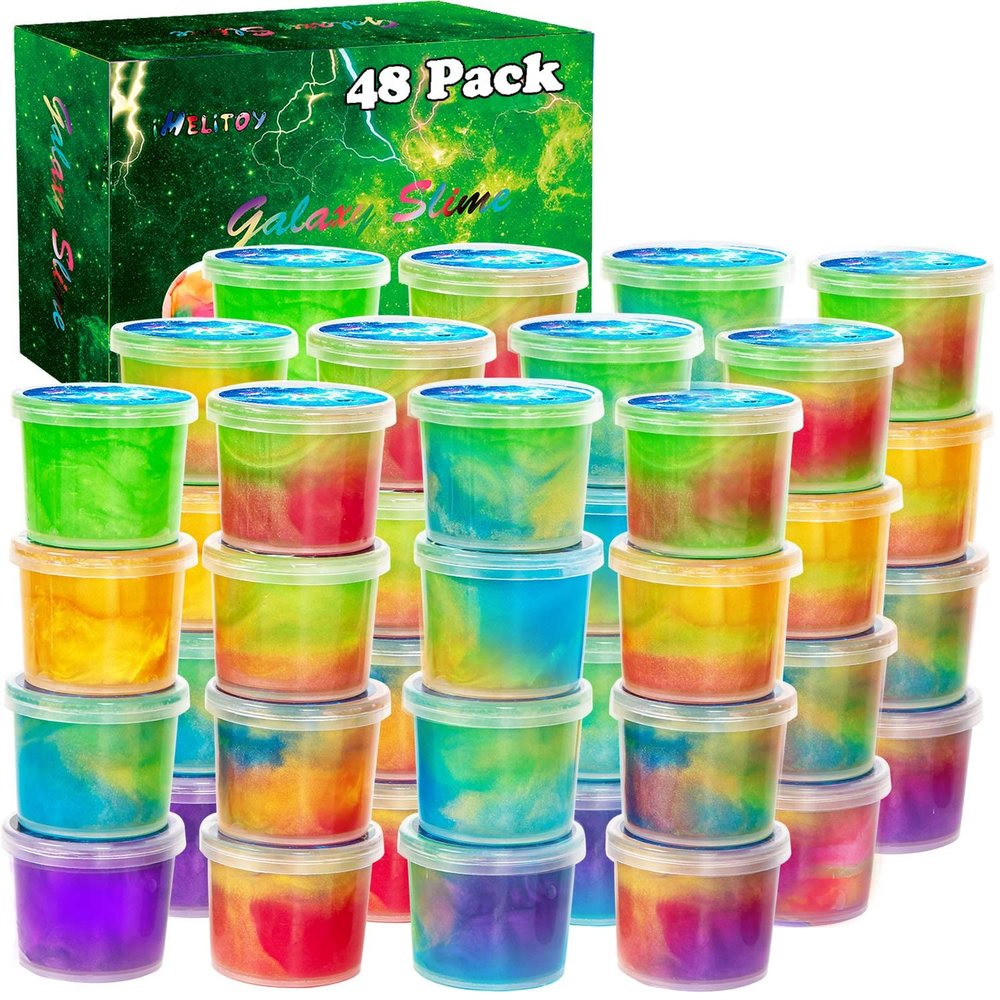 iMelitoy Galaxy Slime 48 Pack, Water Slime Party Favors for Kids Classroom Prize, Christmas Goodie Bag Stuffers, Valentine for Kids, Super Soft and Non Sticky Fidget Toys for Girls Ages 7 12