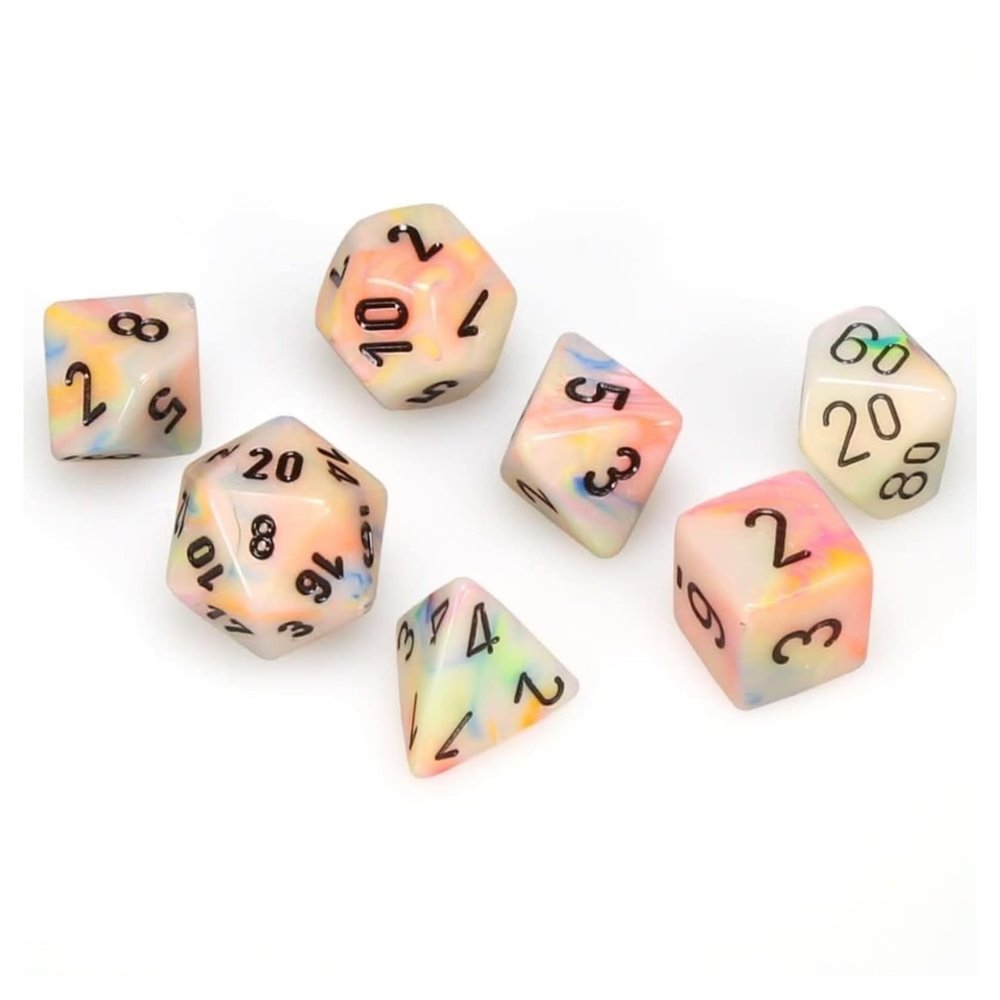 Chessex Dice Set 10mm Festive Circus/Black Plastic Polyhedral Dice Set Dungeons and Dragons D&D DND TTRPG Dice Includes 7 Dice - D4 D6 D8 D10 D12 D20 D%,CHX20442