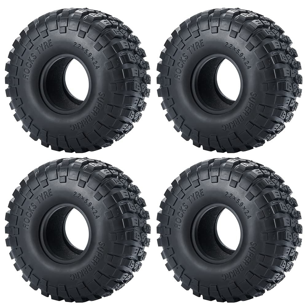 RCLIONS 2.2inch RC Wheel Tyre Tires with Foam Insert for Axial Wraith 90048 RR01 1/10th RC Crawler Car