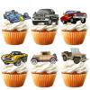 18pcs Blue Glitter Dessert Cupcake Topper Retro Transportation Car Develop History Theme Decor Supplies Baby Shower Children Boy Girl Happy Birthday Party Decorations view 1