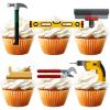18pcs Gold Glitter Dessert Cupcake Topper Worker Tools Theme Decor Supplies Boy Man Happy Birthday Party Decorations view 1