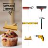 18pcs Gold Glitter Dessert Cupcake Topper Worker Tools Theme Decor Supplies Boy Man Happy Birthday Party Decorations view 2