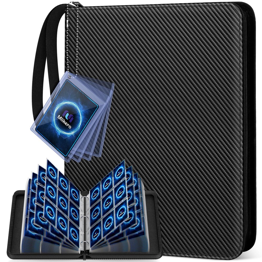 Mlikero Card Binder 9 Pocket, Trading Card Binder with Card Display Design, 720 Double Sided Pocket PU Collection Binder, Card Albums for MTG, TCG, and Sports Cards