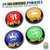 Witty Yeti Hilarious, Novelty Talking Button 4 PK Has 24 Unique Sayings. Bad Word Buttons Play Funny Sound Clips in Clear Audio, Loud Gag Gift for Coworkers or Family. Batteries Included view 2