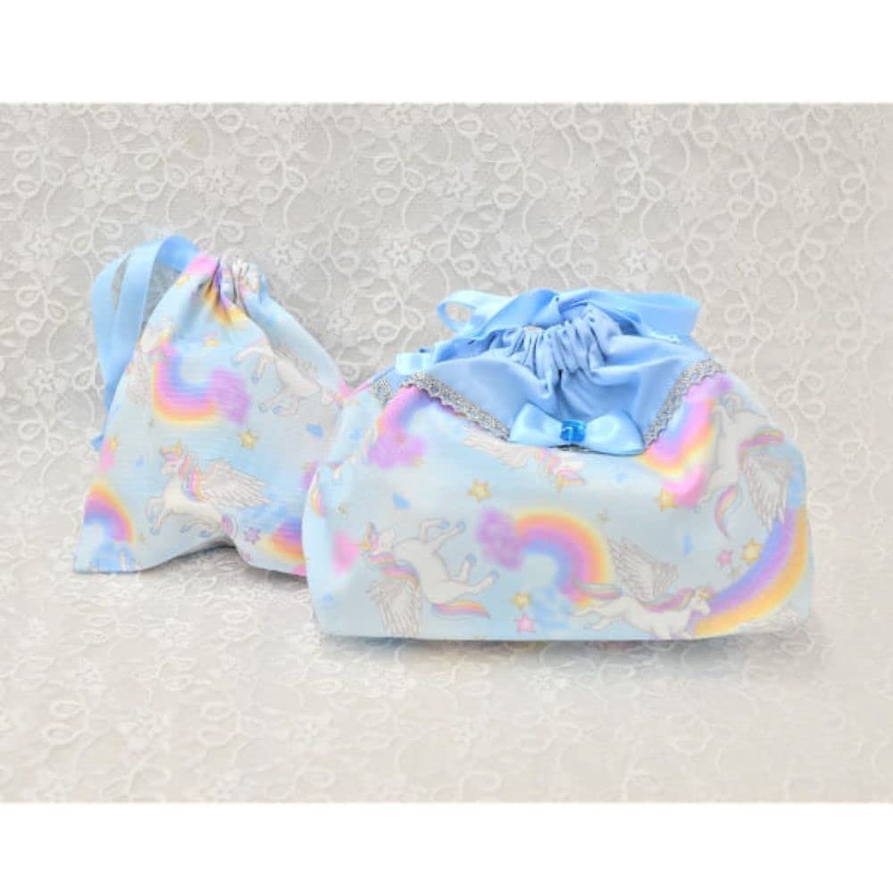 Hanaka Princess Bento & Cup Bag Set, Sky Blue Unicorn