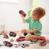 Oriate Fire Truck Vehicle Toys with Flatbed Trailer & Various Traffic Road Signs, Diecast Firetruck for 3 4 5 6 7 Year Old Boys Girls, Ambulance, Helicopter, Fire Rescue Theme Stickers view 3