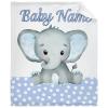 Atthadassi Cute Elephant Custom Personalised Baby Boy and Girl Name Blankets, Flannel Fleece Blankets 40"x50" for Kids view 1