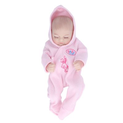 VGEBY Reborn Baby Doll, 10inch Silicone Reborn Baby Soft Silicone Delicate Details Washable Lifelike Doll Toy with Pajamas for Kids(10inch Closed Eyes boy