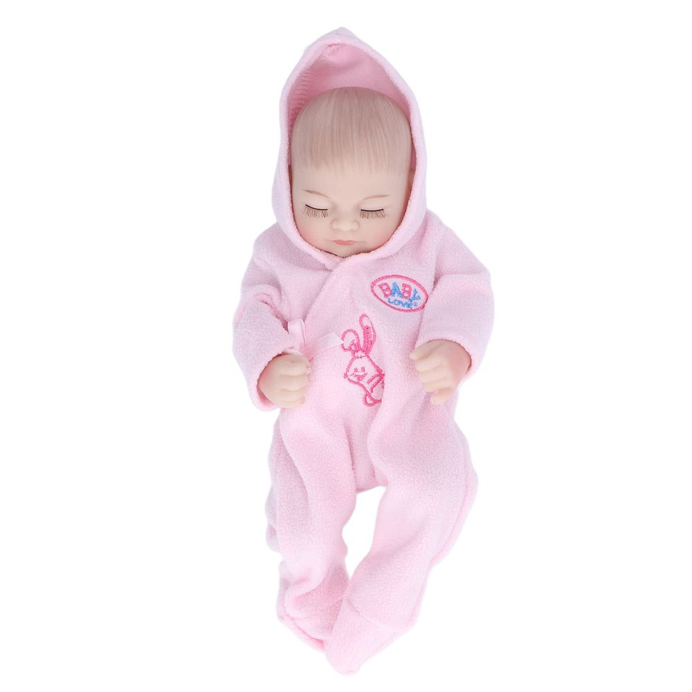 VGEBY Reborn Baby Doll, 10inch Silicone Reborn Baby Soft Silicone Delicate Details Washable Lifelike Doll Toy with Pajamas for Kids(10inch Closed Eyes boy