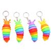 MEIEST 4 PCS Mini Fidget Slug Key-Chain Toys,3D Articulated Stretch Caterpillar Sensory Flexible Hand Toy, Ideal Party Favor Colorful Office Desk Pet Toys(Random Color) view 1