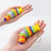 MEIEST 4 PCS Mini Fidget Slug Key-Chain Toys,3D Articulated Stretch Caterpillar Sensory Flexible Hand Toy, Ideal Party Favor Colorful Office Desk Pet Toys(Random Color) view 3