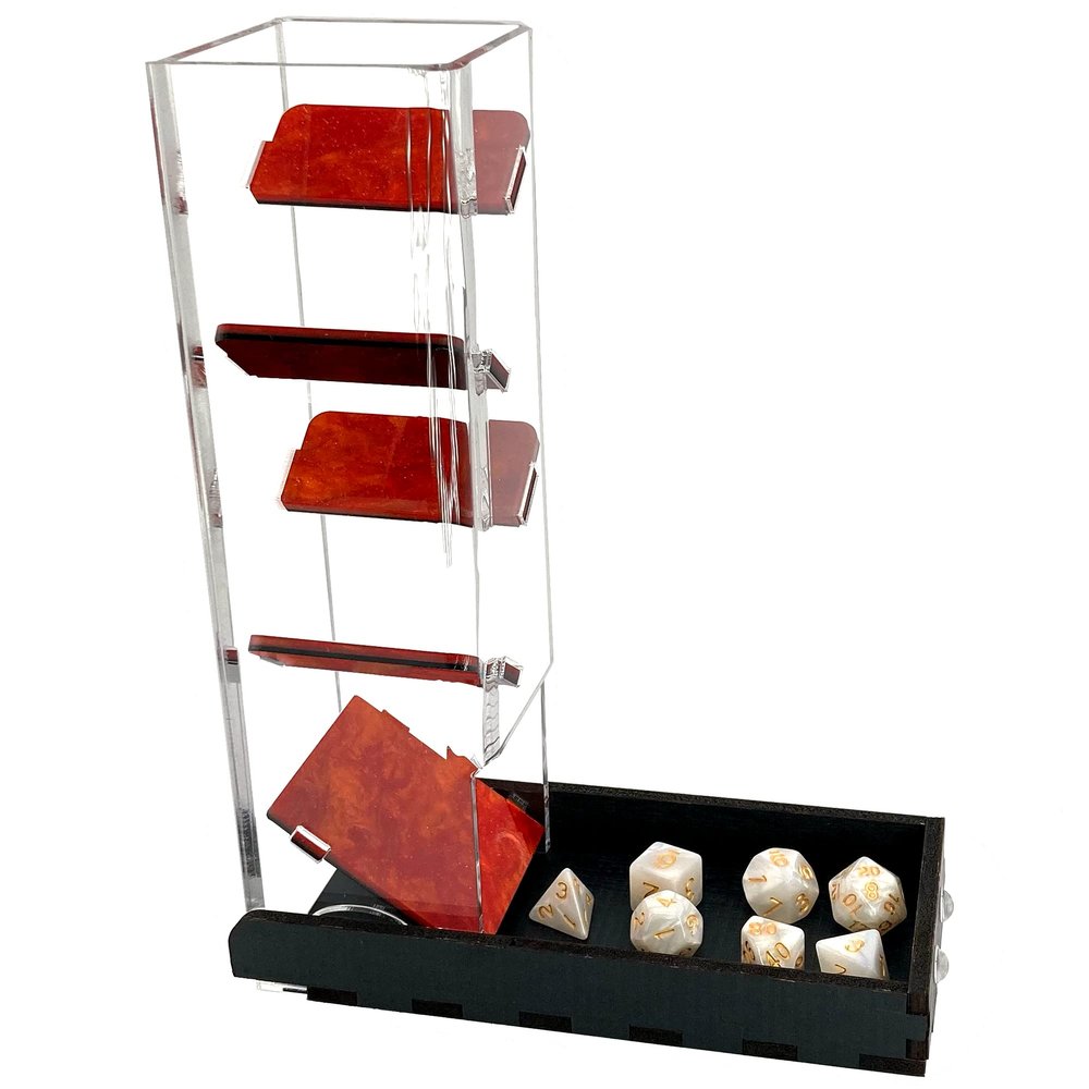 C4Labs 10" Tall Dice Tower & Basic Tray - Colour Lux Pearl - Color Options (Orange)